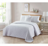 Bibb Home® 4-Piece Solid Reversible Quilt Set – Full/Queen – White