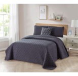 Bibb Home® 4-Piece Solid Reversible Quilt Set – Full/Queen – Grey