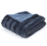 Soft Faux Fur Microplush Reversible Throw Blanket – 40 x 50 – Blue