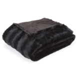Soft Faux Fur Microplush Reversible Throw Blanket – 50 x 60 – Black