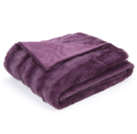 Soft Faux Fur Microplush Reversible Throw Blanket – 50 x 60 – Purple