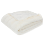 Soft Faux Fur Microplush Reversible Throw Blanket – 50 x 60 – White