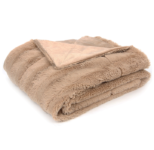 Soft Faux Fur Microplush Reversible Throw Blanket – 86 x 86 – Sand
