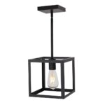 Light Cage Hanging Lighting Fixture with Adjustable Height – Black