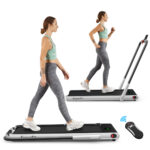 SuperFit™ 2-in-1 2.25HP Under Desk Electric Folding Treadmill with Remote Control – Silver
