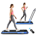 SuperFit™ 2-in-1 2.25HP Under Desk Electric Folding Treadmill with Remote Control – Navy Blue