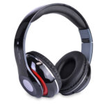 Bluetooth Wireless Headphones with Built-in FM Tuner, Memory Card Slot, and Mic  – Black
