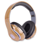 Bluetooth Wireless Headphones with Built-in FM Tuner, Memory Card Slot, and Mic  – Gold