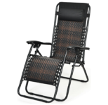Zero Gravity Rattan Folding Lounge Chair – Mix Brown
