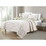 Bibb Home® 3-Piece Printed Reversible Quilt Set – Full/Queen – Sage Blossom