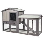 58-Inch Weatherproof Wooden Rabbit Hutch – Grey