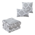 Kathy Ireland 6-Piece Oversized Trellis Comforter Set – Queen – Silver