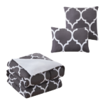 Kathy Ireland 6-Piece Oversized Trellis Comforter Set – King – Dark Grey