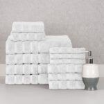 Bibb Home® 12-Piece Zero Twist Cotton Towel Set – White