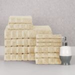 Bibb Home® 12-Piece Zero Twist Cotton Towel Set – Ivory