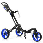Folding Swivel Wheel Golf Bag Cart – Blue