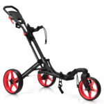Folding Swivel Wheel Golf Bag Cart – Red