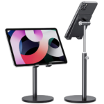 Universal Aluminum Adjustable Stand for Tablets and Phones – Black