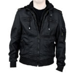 RNZ Premium Designer Men’s Faux Leather Jacket – M6-Black-M