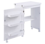 White Folding Swing Craft Table Storage Cabinet