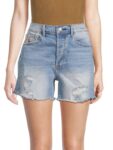 Women’s Goldie High Rise Embroidered Denim Shorts – Light Wash