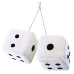 Zone Tech® Plush Fuzzy Dice for Rear View Mirror – White and Black Mirror Fuzzy Dice