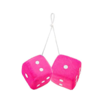 Zone Tech® Plush Fuzzy Dice for Rear View Mirror – Pink Dice