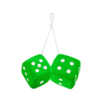 Zone Tech® Plush Fuzzy Dice for Rear View Mirror – Green Dice
