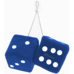Zone Tech® Plush Fuzzy Dice for Rear View Mirror – Blue Dice