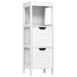 3-Tier Wooden Floor-Standing Storage Cabinet with Drawers – White