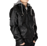 RNZ Premium Designer Men’s Faux Leather Jacket – M9-Black-S