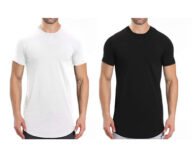 Men’s Short-Sleeve Longline Crew Neck T-Shirts (2-Pack) – Medium