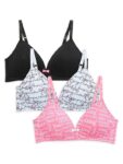 Girl’s 3-pack Bra – Black White Pink