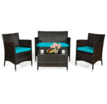 Rattan Outdoor 4-Piece Patio Furniture Set – Beige