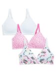 Girl’s 3-piece Bra Set – Pink White