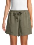 Women’s High-waist Drawstring Shorts – Olive