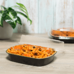 Karat 48 oz Black and Gold Aluminum Pans with PET Dome Lids – 50 sets