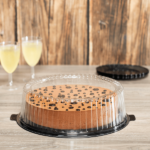 Karat 12” PET Black Single Layer Cake Display Container with PET Clear Dome Lid – 50 Sets