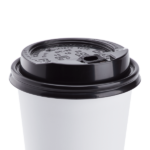 Karat 90mm Enclosure Lid for 10-24oz Hot Cups, Black – 1,000 pcs