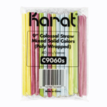 Karat 9″ Diagonal Cut Boba Straws Poly Wrapped, Mixed Colors – 1,600 pcs