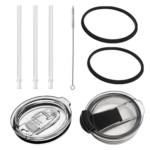 Spill-Proof 30-Ounce Replacement Tumbler Lid, 2 O-Rings, and 3 Straws (2-Pack)