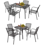 Round or Rectangle 5-Piece Metal Outdoor Patio Dining Set – 51″x31.5″Rectangular Table