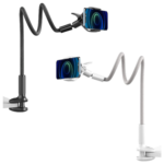 Flexible Arm Phone Holder with Mount & 360° Adjustability – Light Grey