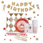 Kids’ Birthday Theme Disposable Dinnerware Set – Foil Theme