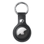 Silicone, Rhinestone, or Leather Case for Apple AirTag – Genuine Leather Airtag Case – Black