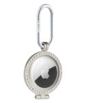 Silicone, Rhinestone, or Leather Case for Apple AirTag – Studded Rhinestone Airtag Case – Silver