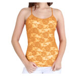 Women’s Spandex Nylon Seamless Camisole Lace Top – Mustard
