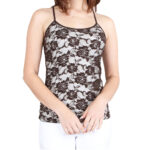 Women’s Spandex Nylon Seamless Camisole Lace Top – Brown