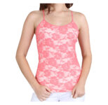Women’s Spandex Nylon Seamless Camisole Lace Top – Coral