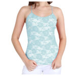 Women’s Spandex Nylon Seamless Camisole Lace Top – Pastel Blue